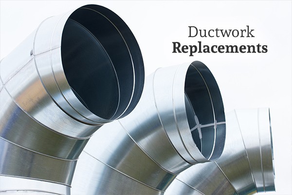 A picture of 3 air ducts under the words "Ductwork Replacements"