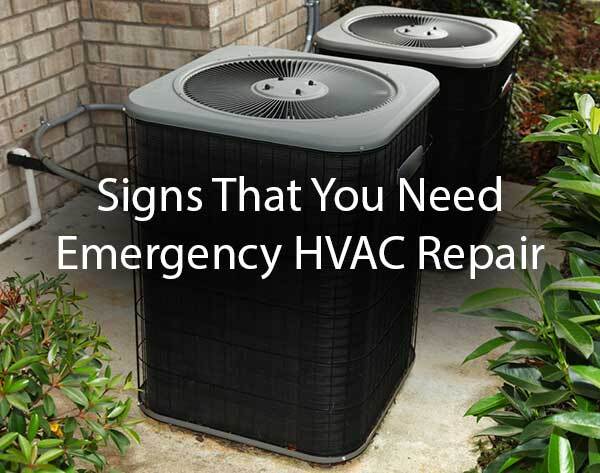 An outdoor AC unit with the words, "signs that you need emergency HVAC repair."